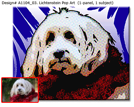 1-panel Lichtenstein Style Pop Art Pet Portrait