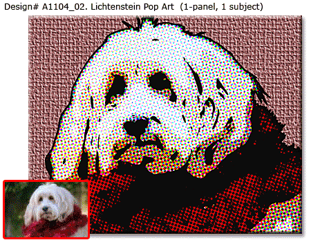 Custom One panel Lichtenstein comic style portrait of dog