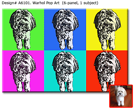 Warhol 6 panels Pop Art Portrait of Dog