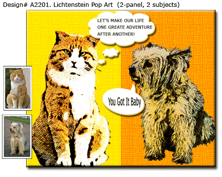 Personalized Lichtenstein 2 panel Pop Art Pet Portrait Painting
