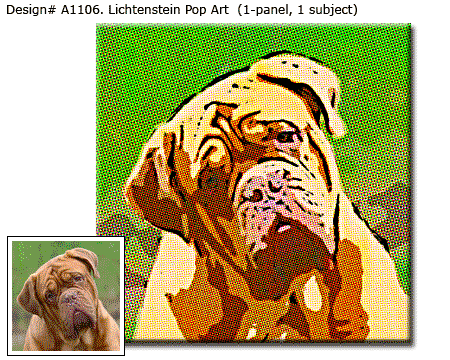 Roy Lichtenstein 1 panel Pop Art Portrait of Dog