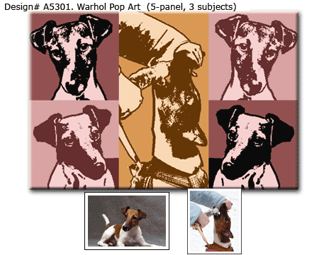 5 panels Warhol Pop Art Dogs Portrait