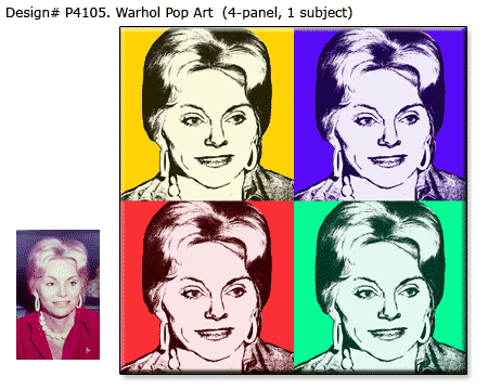 Personalized Andy Warhol 4-panel inspired Pop Art Women Portrait