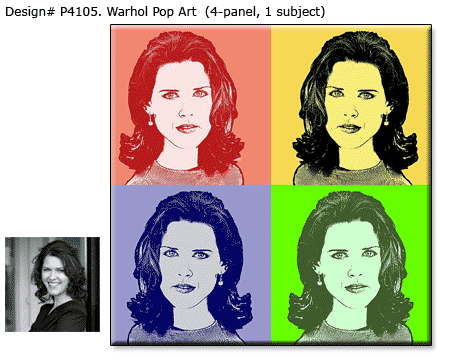 Custom 4 panels Warhol style portrait of women
