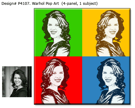 Bright pop art portrait of a woman from a black and white photo