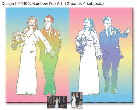 Wedding  Rainbow Pop Portrait 2-panel, 4 subjects Design# P2402