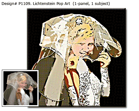 Wedding  Lichtenstein Pop Portrait 1-panel, 1 subject Design# P1109