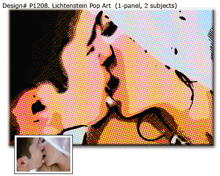 Wedding  Lichtenstein Pop Portrait 1-panel, 2 subjects Design# P1208
