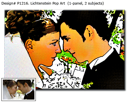 Wedding  Lichtenstein Pop Portrait 1-panel, 2 subjects Design# P1216