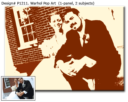 Wedding  Warhol Pop Portrait 1-panel, 2 subjects Design# P1211