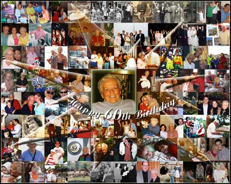 Mosaic photo collage design for 60th birthday