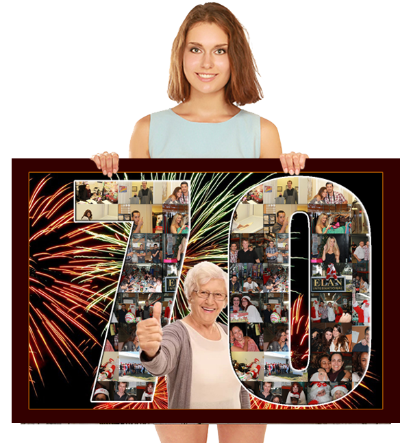 Custom 70th Birthday Collage for Gift To Her and Him