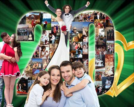 Wedding Anniversary collage in shape of Letters and Number 20, celebrate a lifetime of memories with anniversary photo collage gift!