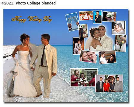 Married couple photo collage blended