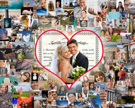 Photo Collage Wedding Certificate Red Heart