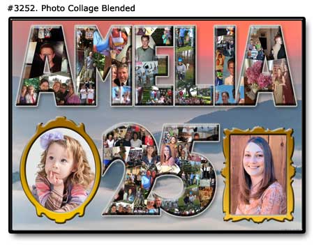 BFF shape name picture collage, personalized text, letter and number