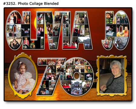 Shaped Collage in Birthday person name and Age number 70