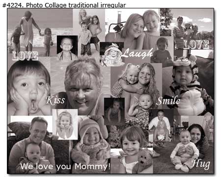 Black-White Birthday Traditional Collage for mom from Children and Husband