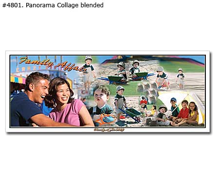 Panoramic photo collage blended from children pictures