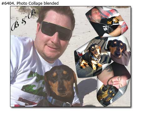 Pets and pet owner collage blended