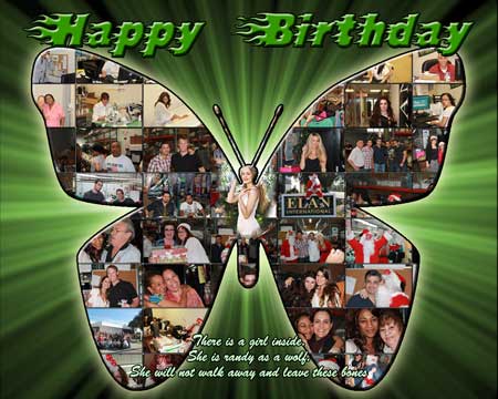 Birthday Collage in Shape of Butterfly Image