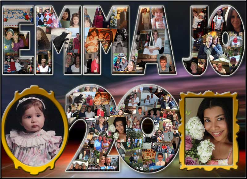 Number 20 and name of the birthday girl Picture collage template online free preview
