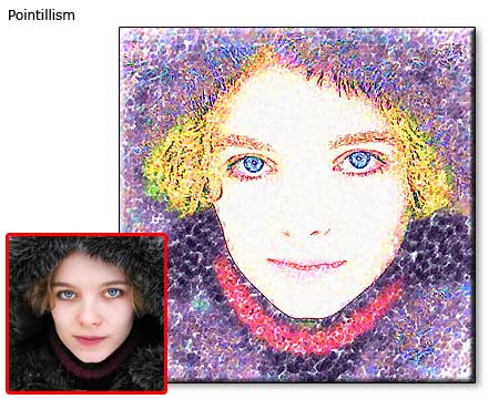 Custom Pointillism painting Self Portrait
