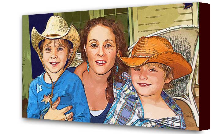 Portrait of Family on custom size stretched canvas