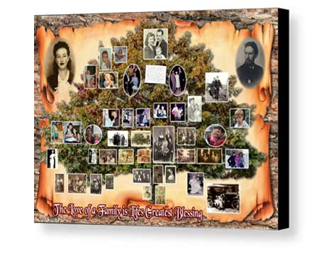 Custom Board Mounting of family tree collage