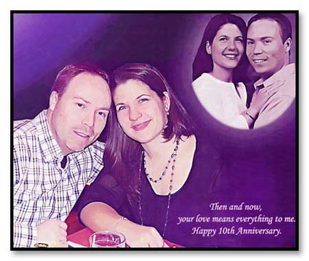 Happy 10th Anniversary image gift design, Then and Now husband, wife