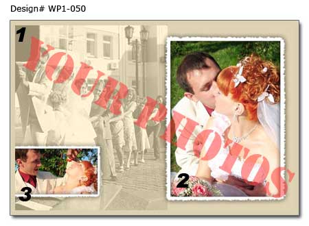 Big wedding poster template, 3 pictures combination