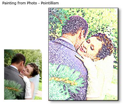 Pointillism painting Wedding Portrait